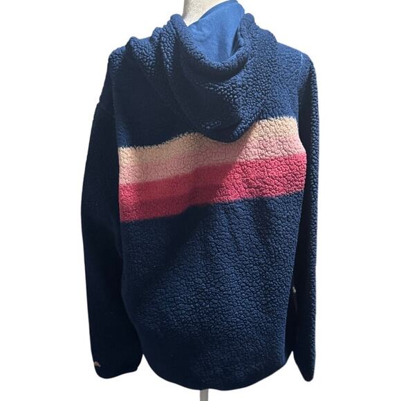 Chubbies Pullover Fleece Hoodie High Pile Fuzzy Striped Blue Pink Size Large - Picture 3 of 6